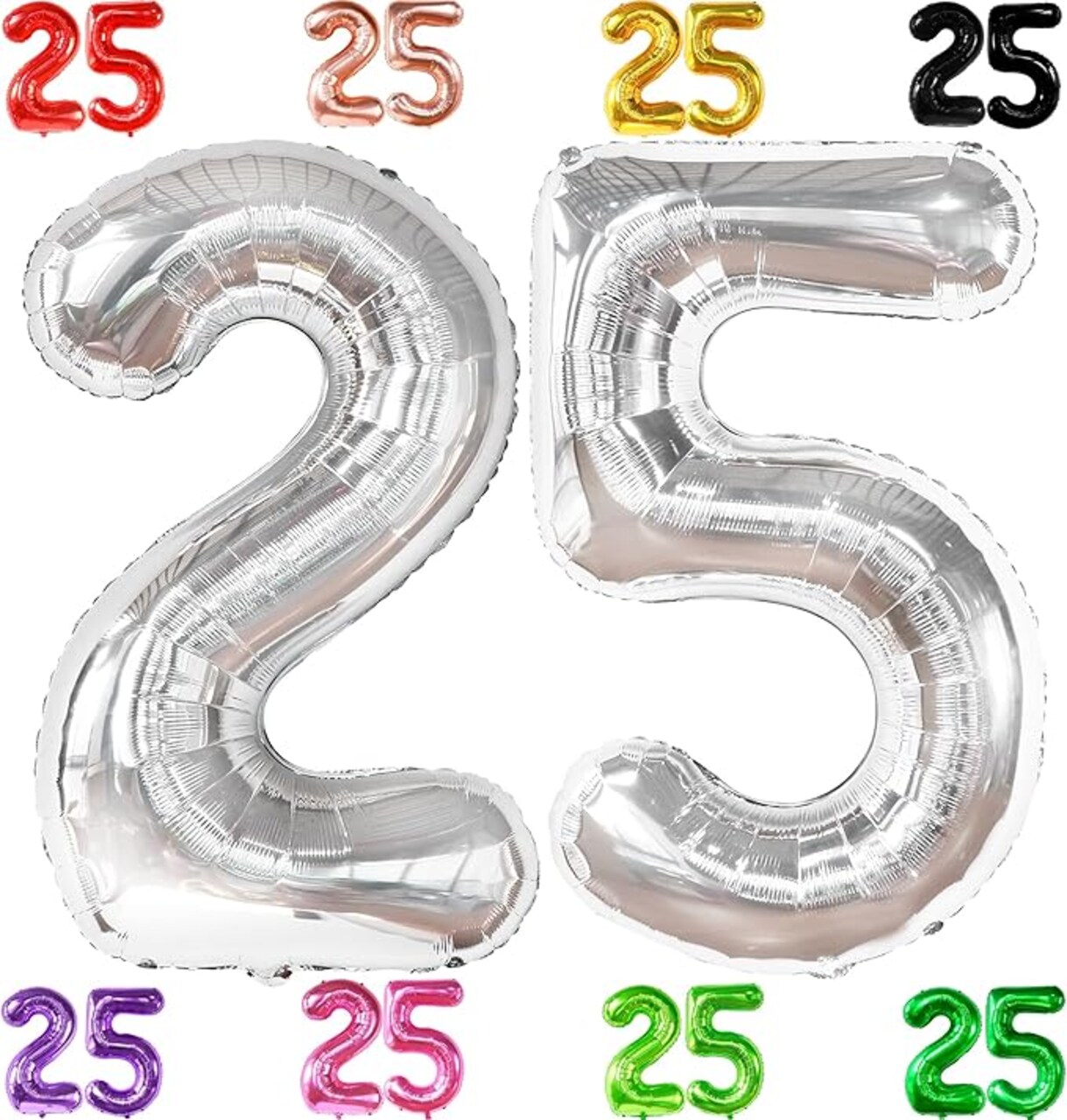 Silver 25 Balloon Numbers - 40 Inch | Silver Mylar Foil BalloonFor 25th happy Birthday Decorations | 25th Anniversary Decorations | Birthday Party Decoration